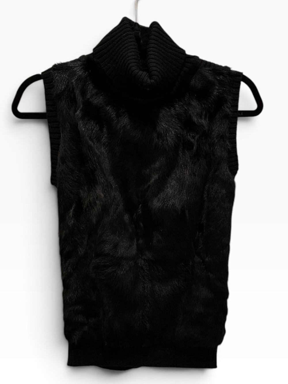 BCBGMaxAzria Black Genuine Goat Fur Top - Picture 2 of 12
